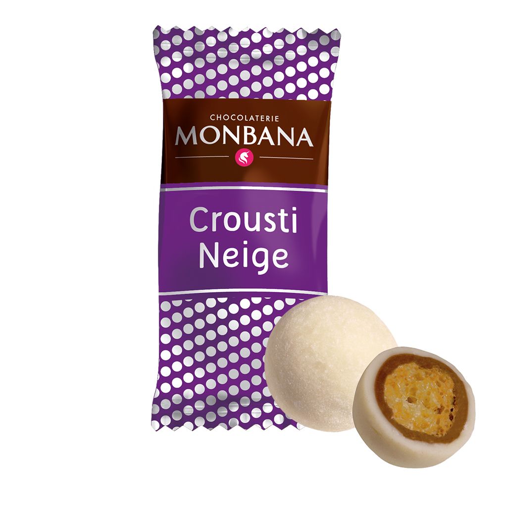 Les Crousti-Neige croustilles de céréales enrobées de chocolat au lait et  chocolat blanc arôme café 135g MONBANA - MAPALGA CAFES