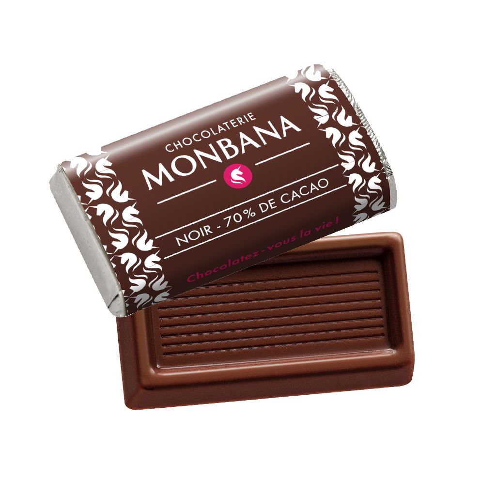 Carré de chocolat noir 70% cacao - Le Napolitain de Monbana - Par 200