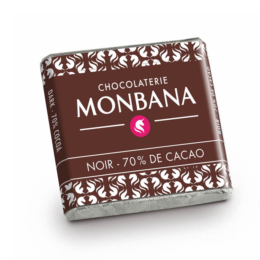Carrés noir 70% de cacao - monbana